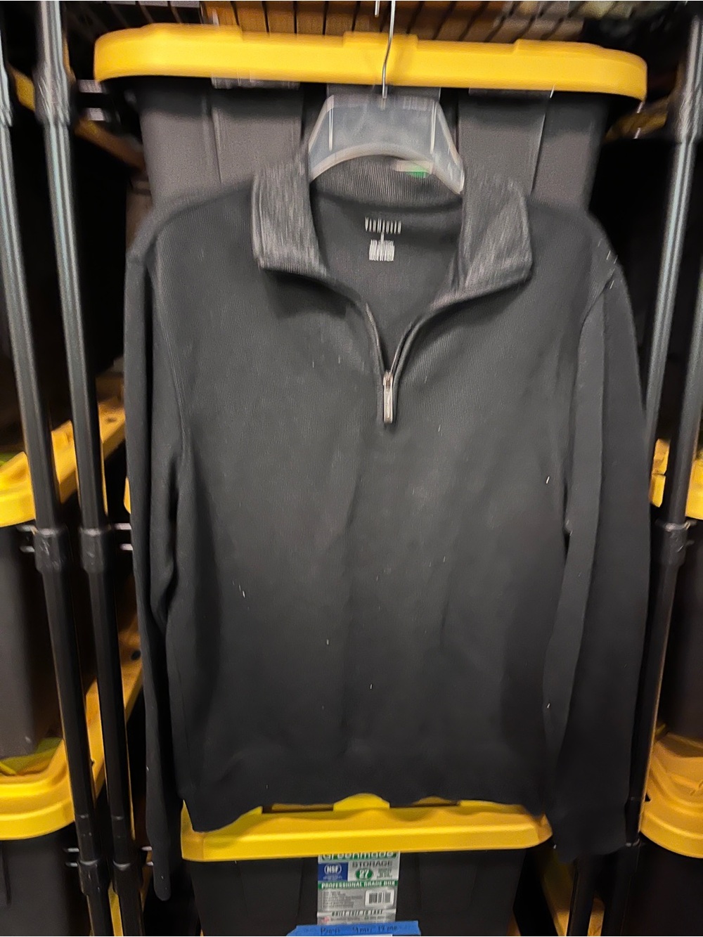 Van Heusen Black Quarter-Zip Sweater with Heathered Collar